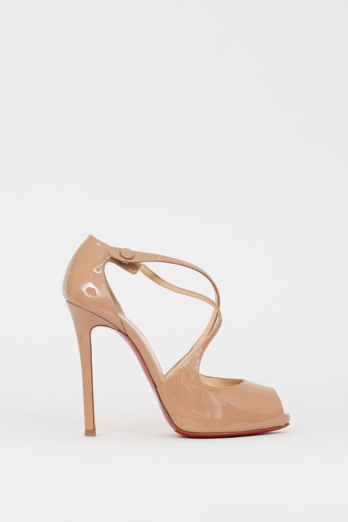 Christian Louboutin Beige Patent Leather Debridtoe 110 Heel