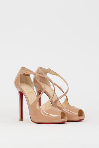 Christian Louboutin Beige Patent Leather Debridtoe 110 Heel