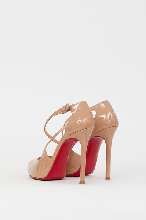 Christian Louboutin Beige Patent Leather Debridtoe 110 Heel