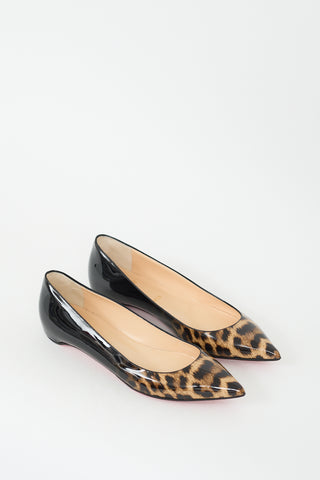 Christian Louboutin Black 
Brown Patent Degrade Printed Flat