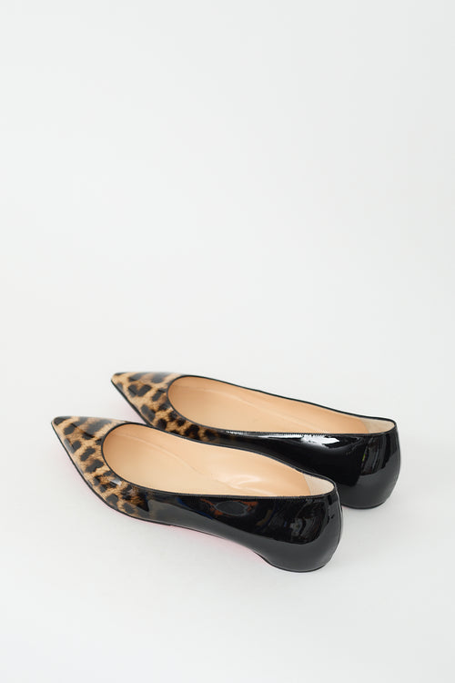 Christian Louboutin Black 
Brown Patent Degrade Printed Flat