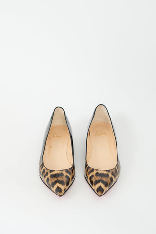 Christian Louboutin Black 
Brown Patent Degrade Printed Flat