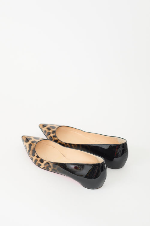 Christian Louboutin Black 
Brown Patent Printed Flat