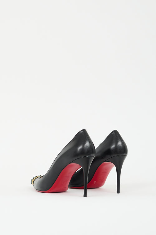 Christian Louboutin Black Leather Cabo Stud Toe Pump