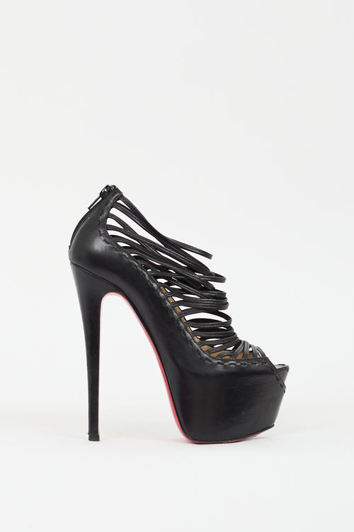 Christian Louboutin Black Leather Zoulou Platform Pump