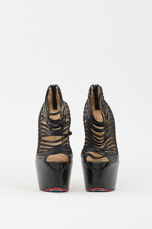 Christian Louboutin Black Leather Zoulou Platform Pump