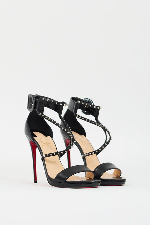 Christian Louboutin Black Leather Choca Lux Studded Heel