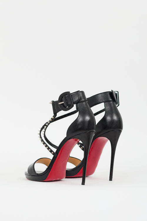 Christian Louboutin Black Leather Choca Lux Studded Heel