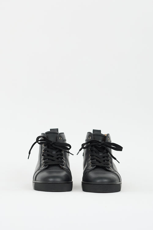 Christian Louboutin Black Leather Louis High Top Sneaker