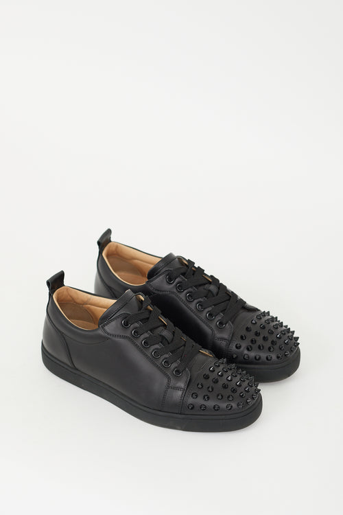 Christian Louboutin Black Leather Louis Junior Spikes Sneaker