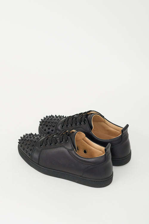 Christian Louboutin Black Leather Louis Junior Spikes Sneaker