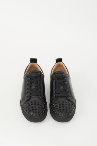 Christian Louboutin Black Leather Louis Junior Spikes Sneaker