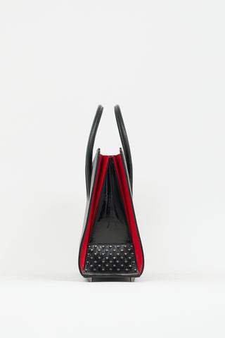 Christian Louboutin Black 
Red Leather Studded Paloma Bag