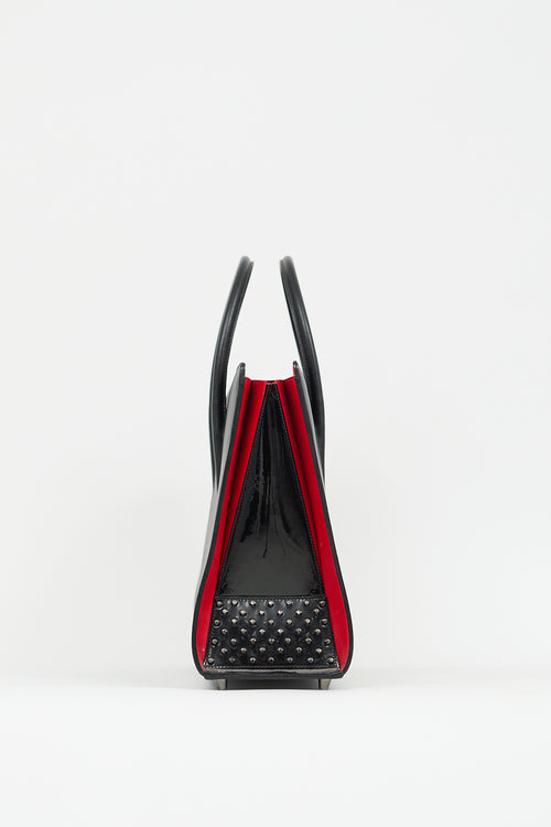 Christian Louboutin Black 
Red Leather Studded Paloma Bag