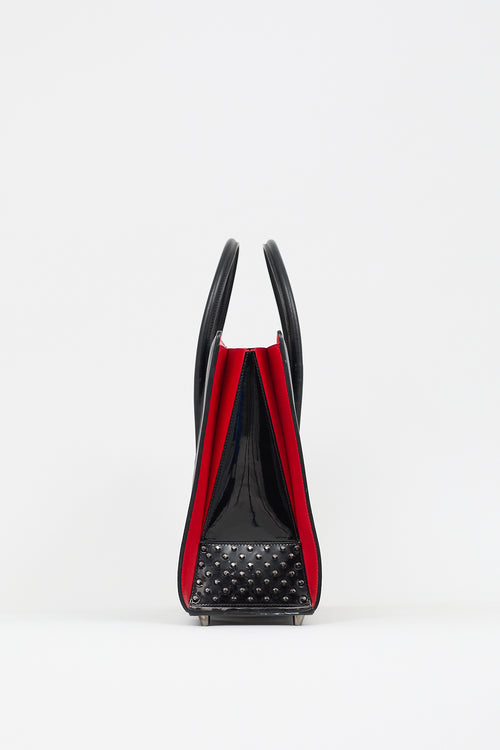 Christian Louboutin Black 
Red Leather Studded Paloma Bag