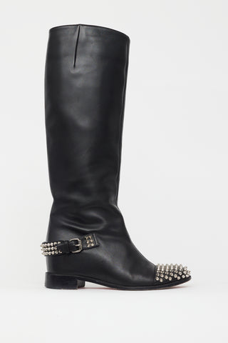 Christian Louboutin Black Leather Studded Egoutina Boot