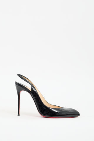 Christian Louboutin Black Patent Corneille Slingback  Pump