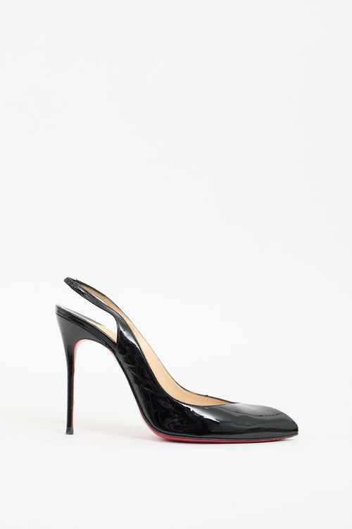 Christian Louboutin Black Patent Corneille Slingback  Pump