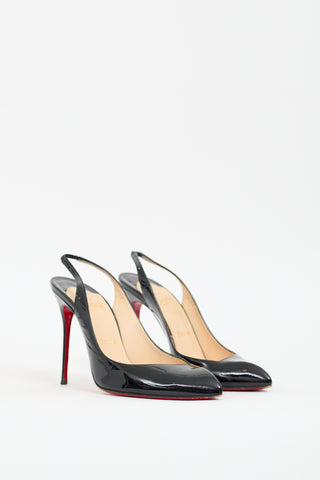 Christian Louboutin Black Patent Corneille Slingback  Pump