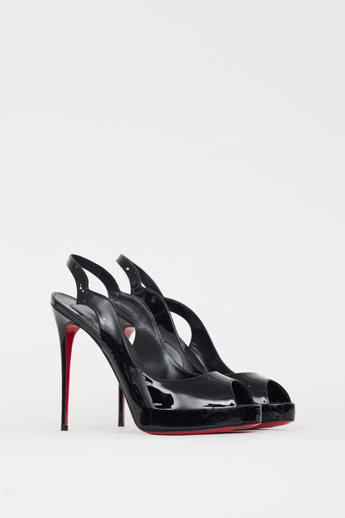 Christian Louboutin Black Patent Hot Chick Slingback Heel