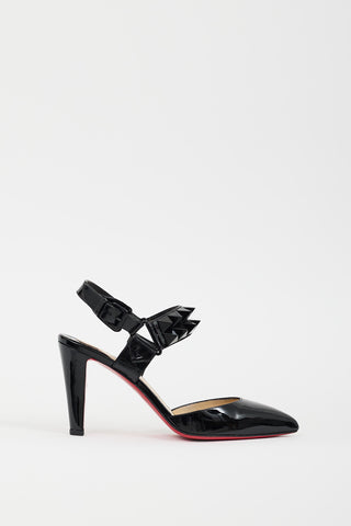 Christian Louboutin Black Patent Ziggoo 85 Studded Heel