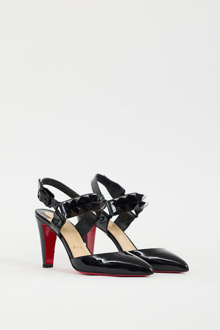 Christian Louboutin Black Patent Ziggoo 85 Studded Heel