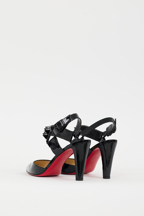 Christian Louboutin Black Patent Ziggoo 85 Studded Heel