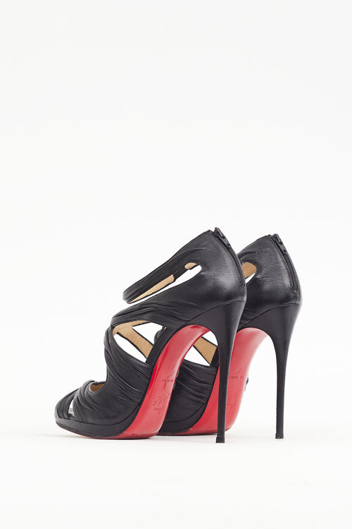 Christian Louboutin Black Pleated Leather Kashou Heel