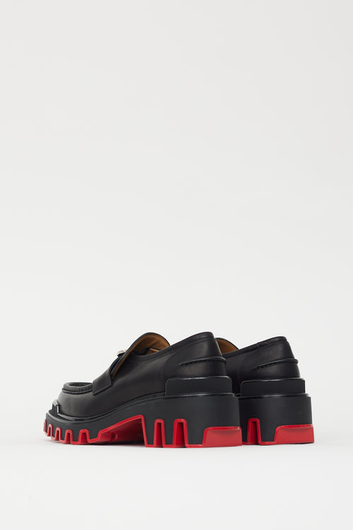 Christian Louboutin Black 
Red Moc Dune Uomo Loafer