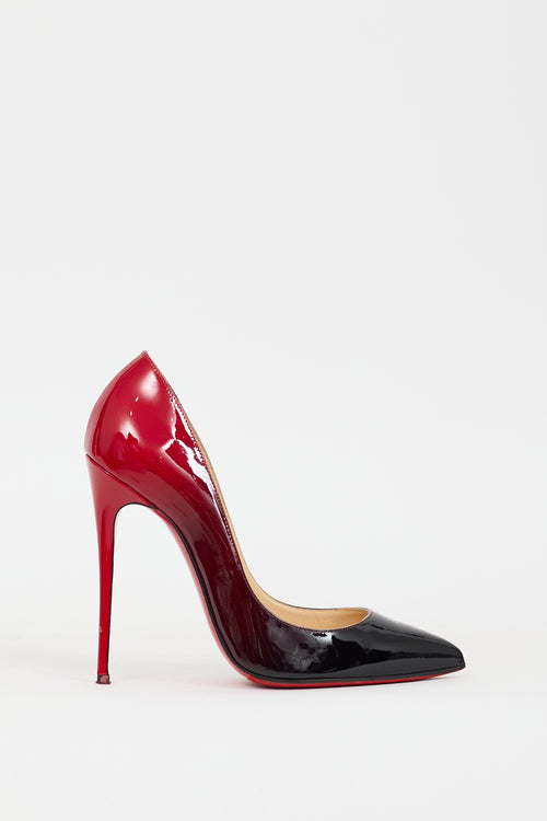 Christian Louboutin Black 
Red Patent Leather Gradient So Kate Heel