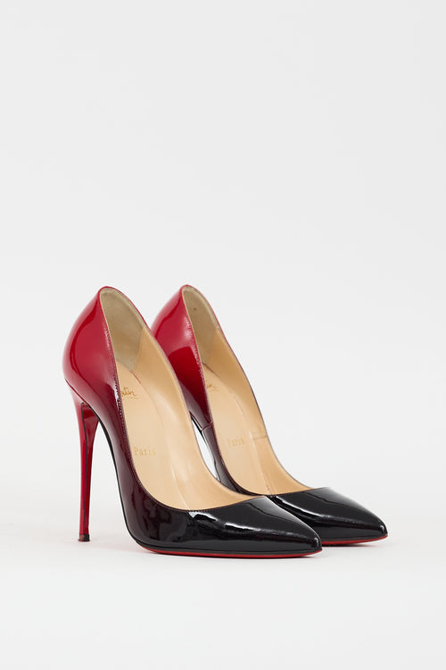 Christian Louboutin Black 
Red Patent Leather Gradient So Kate Heel