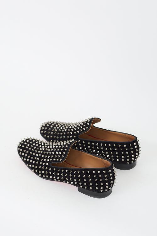 Christian Louboutin Black Suede Dandelion Spikes Loafer