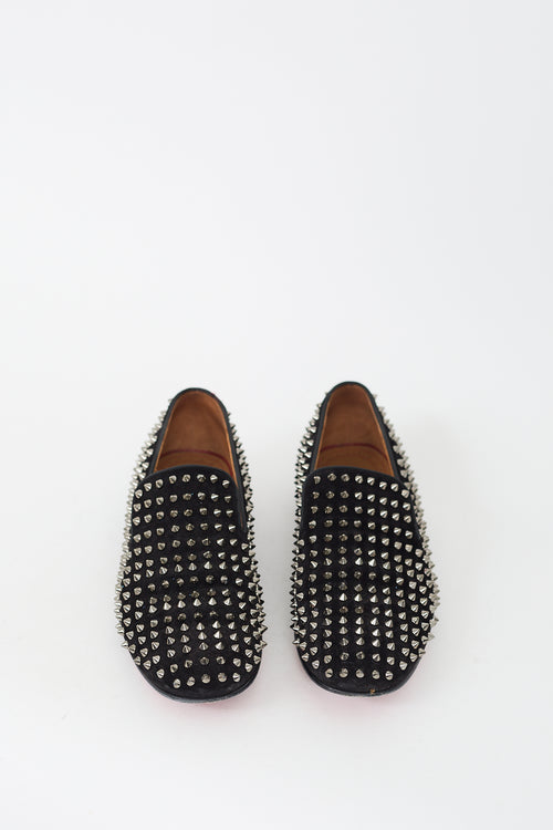 Christian Louboutin Black Suede Dandelion Spikes Loafer