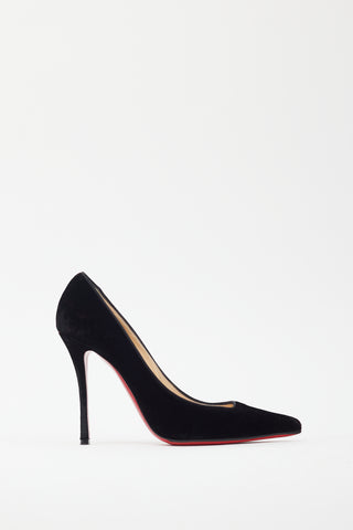 Christian Louboutin Black Velvet Kate 120 Heel