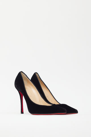 Christian Louboutin Black Velvet Kate 120 Heel