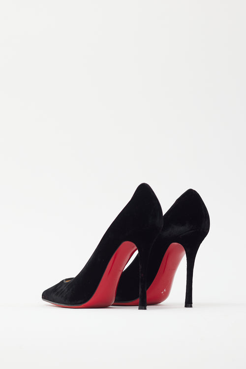 Christian Louboutin Black Velvet Kate 120 Heel