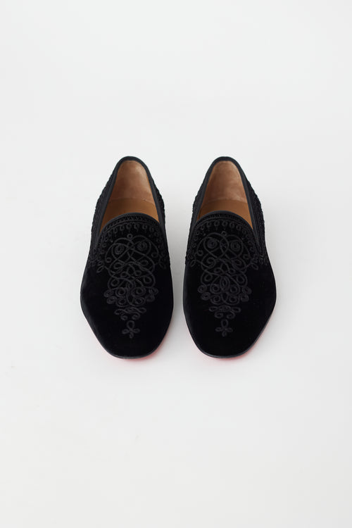 Christian Louboutin Black Velvet Mamounia Embroidered Loafer