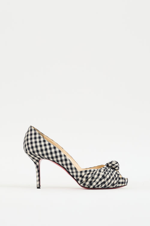 Christian Louboutin Black 
White Gingham Knotted Pump