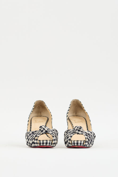 Christian Louboutin Black 
White Gingham Knotted Pump