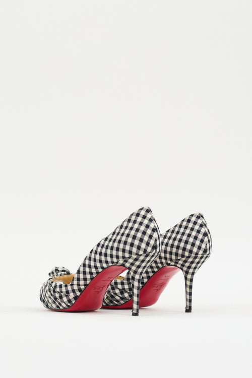 Christian Louboutin Black 
White Gingham Knotted Pump