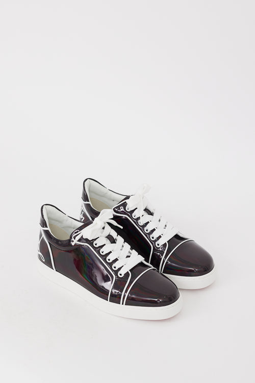 Christian Louboutin Black 
White Leather Fun Vieira Logo Sneaker