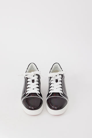 Christian Louboutin Black 
White Leather Fun Vieira Logo Sneaker