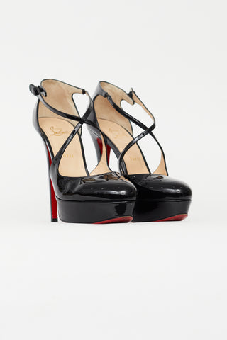 Christian Louboutin Black Crosspiga Patent Strappy Pump