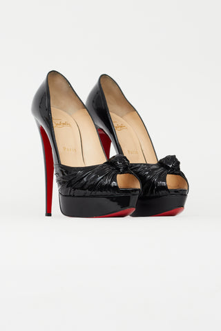 Christian Louboutin Black Jenny Patent Knot Pump