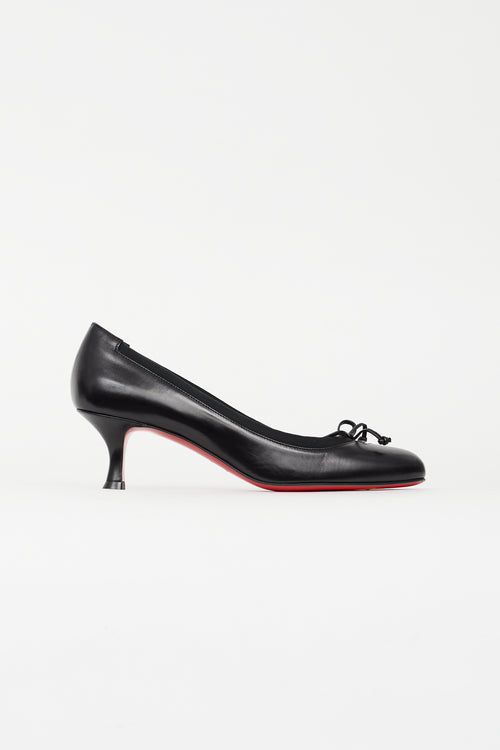 Christian Louboutin Black Leather Bow Pump