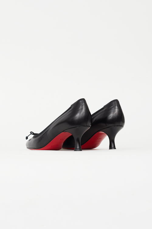 Christian Louboutin Black Leather Bow Pump