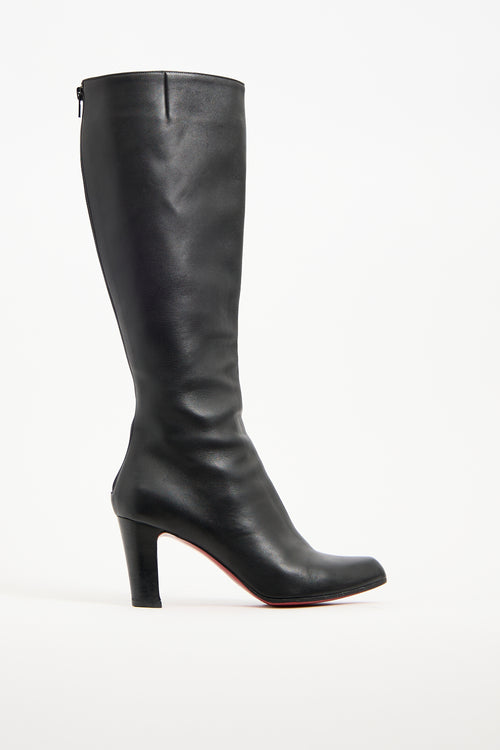 Christian Louboutin Black Leather Knee High Boot