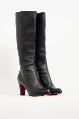 Christian Louboutin Black Leather Knee High Boot