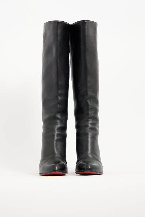 Christian Louboutin Black Leather Knee High Boot