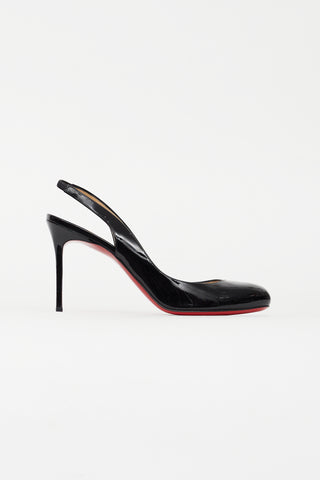 Christian Louboutin Black Patent Leather Slingback Pump